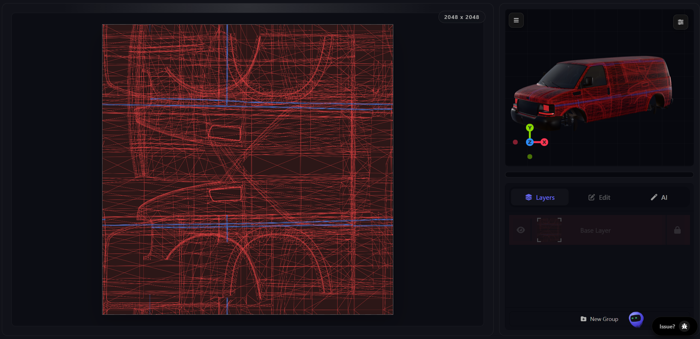 Placeholder: a non-livery UV sheet with charts scattered across the texture, no clean livery slot