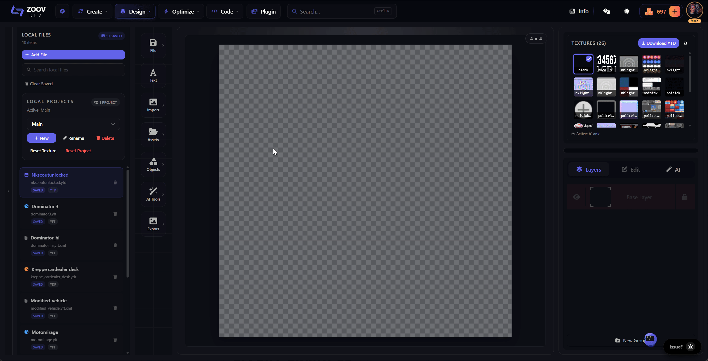 Placeholder: zoov.dev/editor/design with a livery layout in progress